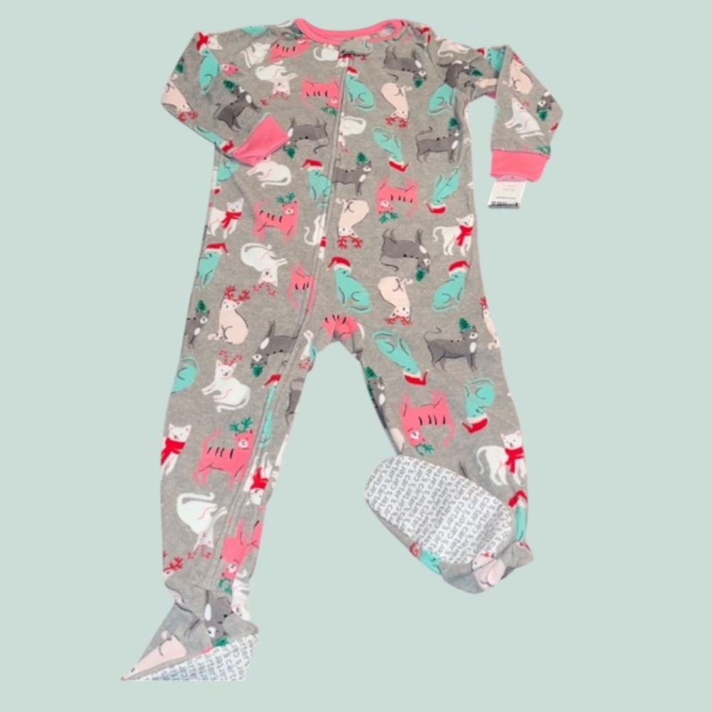 Carter’s Sleeper Fleece Christmas Cats Size 4T